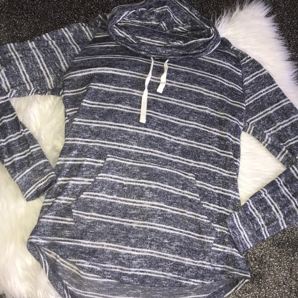 Striped cowl neck sweatshirt